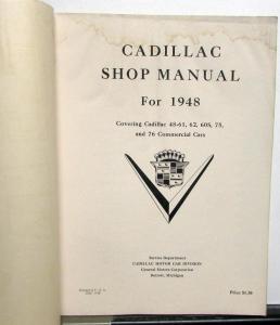 1948 Cadillac 48-61 62 60S 75 and 76 Commercial Cars Service Shop Manual ORIG