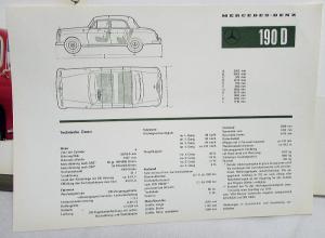 1959 Mercedes-Benz 190 D German Text Foreign Dealer Sales Brochure