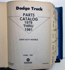 1978-1981 Dodge Light Duty Truck Mopar Parts Book - Warlock - Lil Red Express