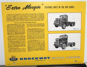 1969 Brockway Trucks 300 Series Tandem Axle Tractor Models Specifications Sheet