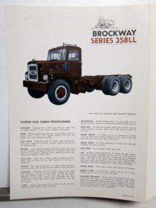 1970 Brockway Trucks Series 358LL Tandem Axle Cargoes Sales Brochure Specs