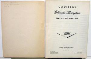 1957 Eldorado Brougham by Cadillac Service Information Shop Manual ORIGINAL