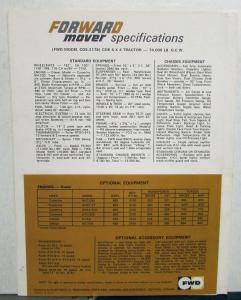 1970 FWD Trucks Dealer Sales Brochure Forward Mover CO5-2178 COE 6 X 4 Tractor