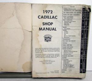 1972 Cadillac Shop Service Manual Calais DeVille Fleetwood Eldorado Comm Chassis