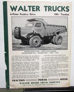 1939 Walter Trucks FCR Models W/4 Point Positive Drive Specification Sheet