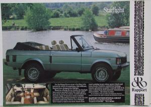 1981 Rapport Huntsman and Starlight Range Rover Conversions Sales Sheet