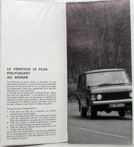 1982 Land Rover Range Rover Sales Folder - French Text