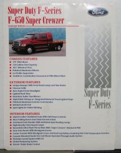 2000 Ford Super Duty F Series F 650 Super Crewzer Features Sales Sheet