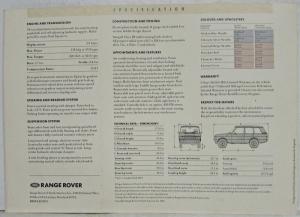 1989 Land Rover Range Rover Sales Folder