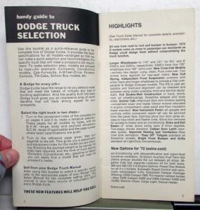 1972 Dodge H Series Truck Full Line Specifications Sales Brochure