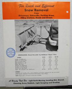 1967 Burch Clipper Snow Plows Sales Sheet For Jeeps & Light Trucks Dodge