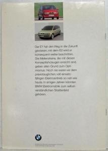 1992 BMW E1 E2 Electric Concept Vehicles Promotional Brochure - German Text