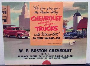 1950 Chevrolet Truck Dealer Sales Mailer Folder Advance Design Boston Chevrolet