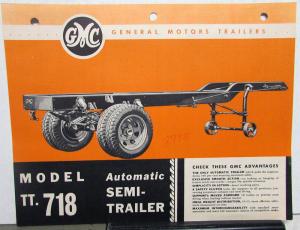 1935 GMC TT 718 Semi Trailer Dealer Sales Data Sheet Original