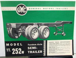 1935 GMC TT 252W Semi Trailer Dealer Sales Data Sheet Original