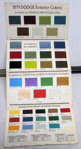 1971 Dodge Dealer Paint Chips Color Options Folder Charger Challenger Dart Orig