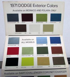 1971 Dodge Dealer Paint Chips Color Options Folder Charger Challenger Dart Orig