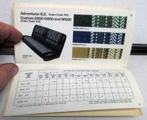 1975 Dodge Truck Dealer Paint Chips Color & Upholstery Selector Salesmens Folder