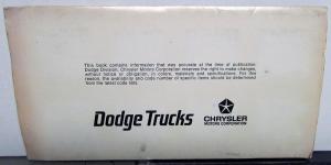 1975 Dodge Truck Dealer Paint Chips Color & Upholstery Selector Salesmens Folder