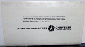 1978 Plymouth Dealer Paint Chips Color & Trim Selector Salesmens Folder