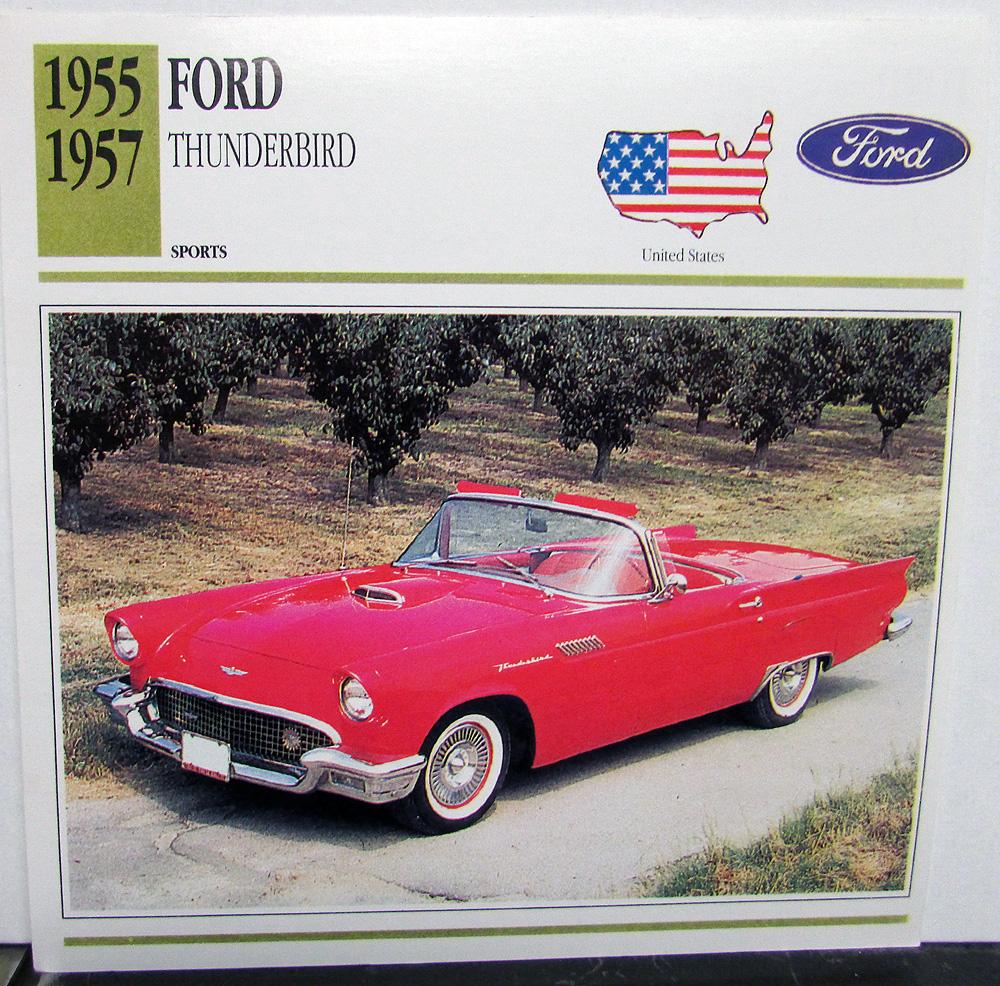 1955 1957 Ford Thunderbird Collectible Photo Specifications Card