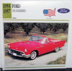 1955-1957 Ford Thunderbird Collectible Photo Specifications Card