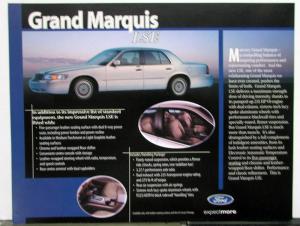 2001 Ford Grand Marquis Paint Options Features Sales Sheet