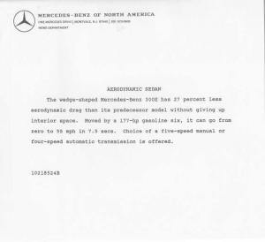 1986 Mercedes-Benz 300E Press Photo and Release 0038