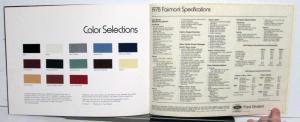 1978 Ford Fairmont Station Wagons Specifications Paint Chips Sales Brochure