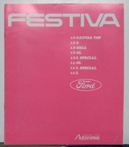 1986-1993 Ford Festiva GHIA S GL L Special Specs Options Sales Brochure JAPANESE