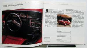 1988 Ford Thunderbird Diagrams Specifications Safety XL Sales Brochure