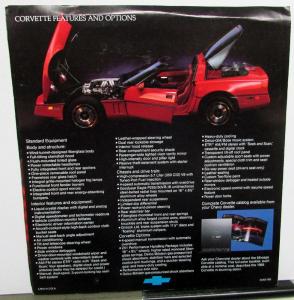 1985 Chevrolet Corvette Dealer Large Sales Brochure