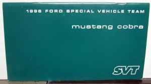 1996 Ford Mustang SVT Cobra Owners Manual Supplement Guide Booklet Original