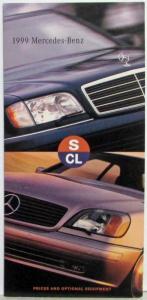 1999 Mercedes-Benz S and CL Prices and Optional Equipment Pocket Reference