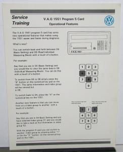 VW VAG 1551 Scan Tool Program 5 Card Operational Features Service Training