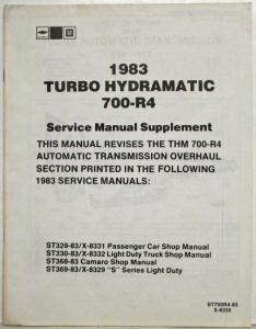 1983 Chevrolet Turbo Hydramatic Transmission 700-R4 Service Manual Supplement