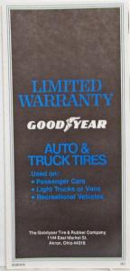 1977 Goodyear Limited Warranty Auto and Truck Tires Info Folder