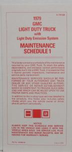 1979 GMC Light Duty Truck with Light Duty Emission System Maintenance Schedule 1