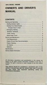 1978 GMC Truck 1500 Series Diesel Engine Owners and Drivers Manual Supplement