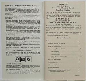 1979 GMC Light Duty Truck Models Owners and Drivers Manual