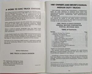 1981 GMC Medium Duty Truck Owners and Drivers Manual