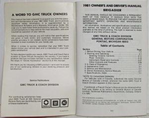 1981 GMC Brigadier Owners and Drivers Manual