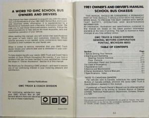 1981 GMC Truck School Bus Chassis Owners and Drivers Manual