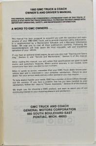 1982 GMC C/K 10-35 Pickup Owners and Drivers Manual