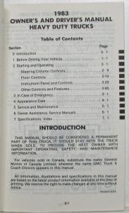 1983 GMC Heavy Duty Truck Owners and Drivers Manual