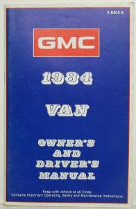 1984 GMC Van Owners and Drivers Manual