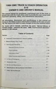 1984 GMC S-15 Truck Owners and Drivers Manual