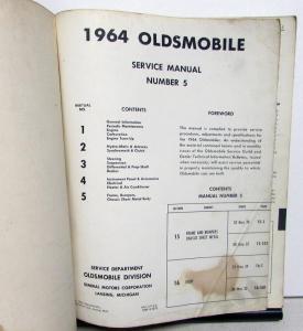 1964 Oldsmobile Dealer Service Shop Repair Manual No 5 Body Frame Bumpers Only