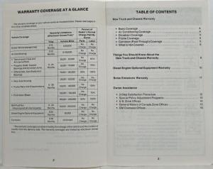 1985 GMC Heavy Duty Models Warranty and Owner Assistance Information