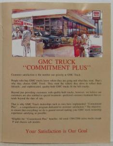 1987 GMC Trucks Commitment Plus Consumer Information Booklet